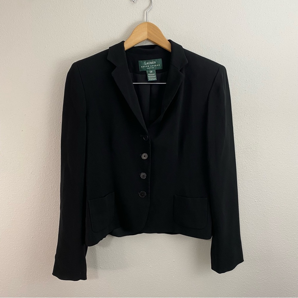 Lauren Ralph Lauren Petite Black Blazer Button Up Women’s Size 12p
